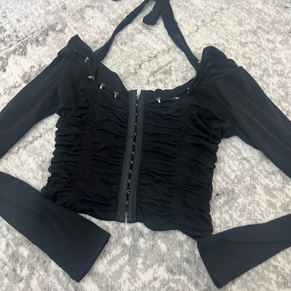 Black long-sleeve going out top